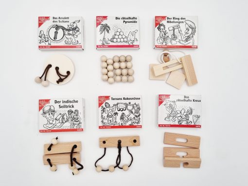 Mini-Rätselspiele aus Holz Set 6 Stk